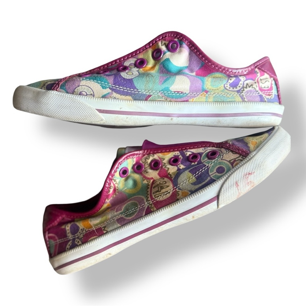 Coach 🪢 RARE, Bev Poppy Multicolor Colorful Slip-On Laceless Sneakers Size 7.5 - Picture 7 of 9